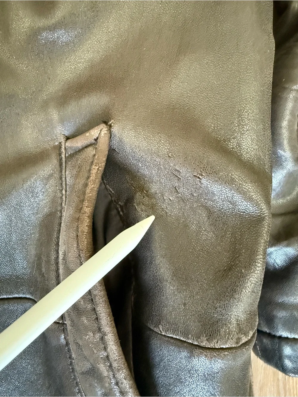 Brooks Brothers Leather Car CoatJacket Men's L Brown Zip Up Wool Lined